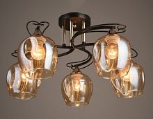 Люстра потолочная пятирожковая Мелодия Света  E27 Черный-золотой картинка 